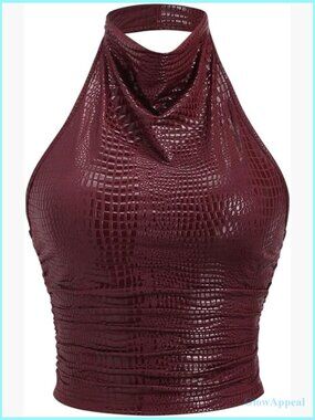 Sleeveless Halter Top Draped Backless Ruched Y2K Club Wear